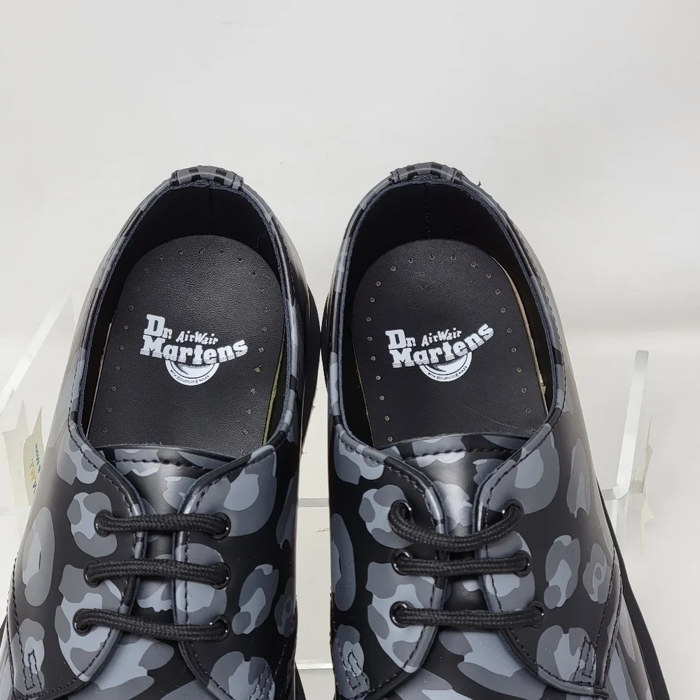 Dr. Martens 1461 Distorted Leopard Print Oxford Black/Gray- Men Sz 6/Wnms 7 New